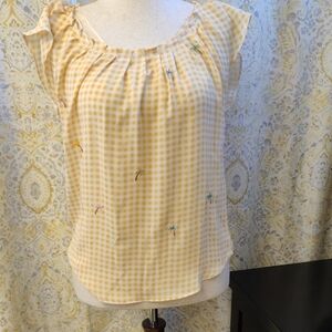 LC Lauren Conrad Yellow Gingham Blouse